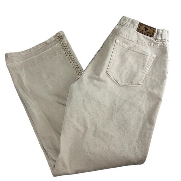 Lauren Jeans Co. Ralph Lauren Side Seam Stitch Denim Jeans Beige Sz 10 Bootcut - Picture 4 of 9